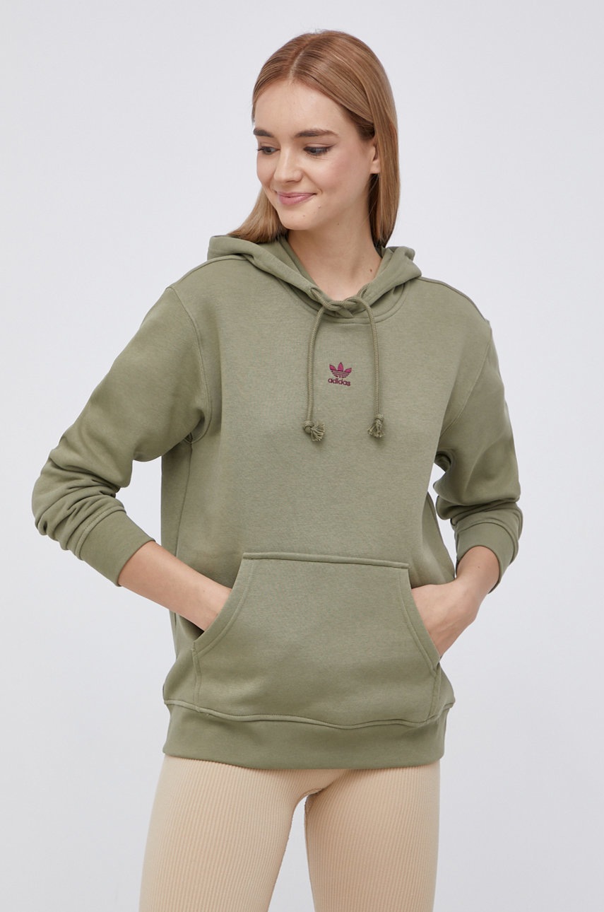 

Суичър adidas Originals H34727 дамски в зелено с изчистен дизайн, Зелен