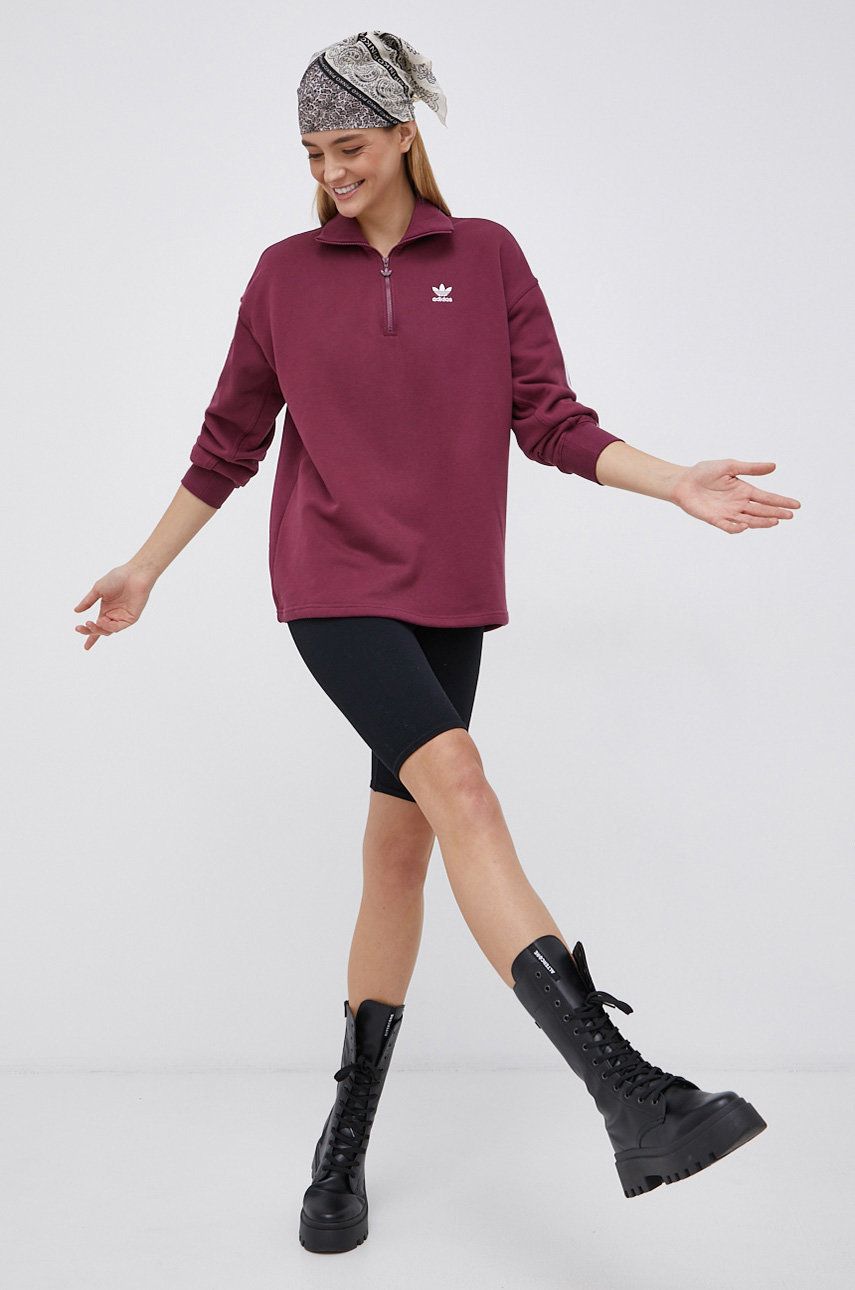Adidas Originals Hanorac de bumbac femei culoarea violet material neted