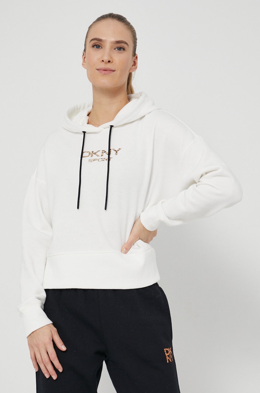 

Суичър Dkny дамски в бяло с принт, Бял