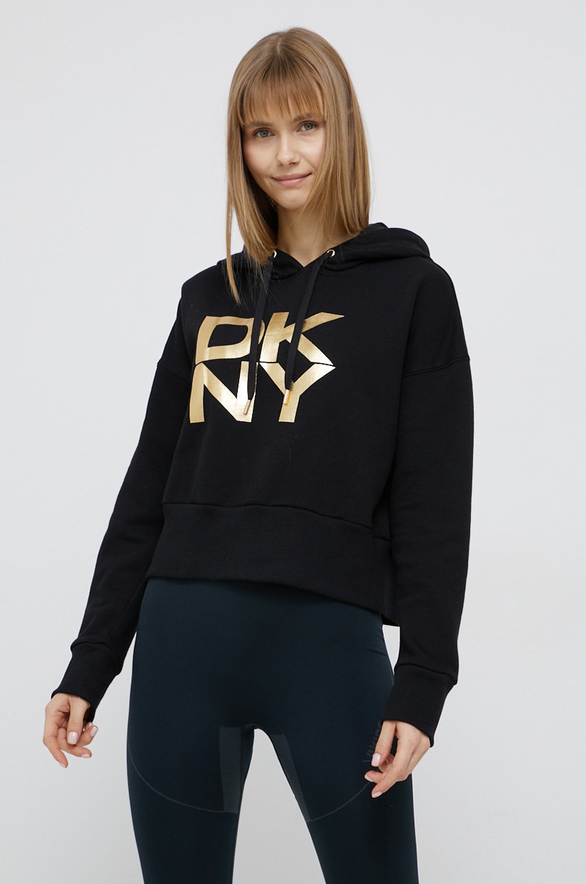 

Суичър Dkny дамски в черно с принт, Черен
