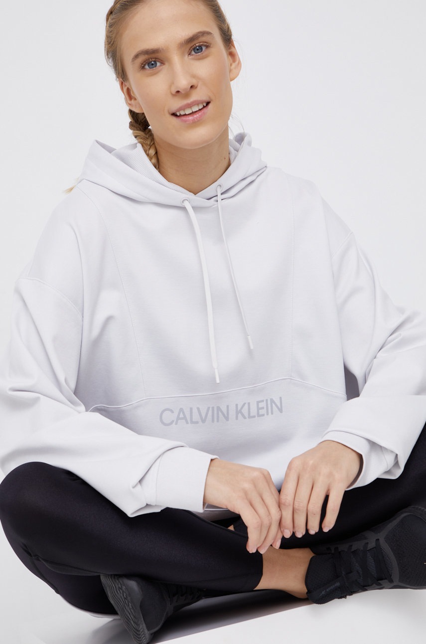 

Суичър Calvin Klein Performance дамски в сиво с изчистен дизайн, Сив
