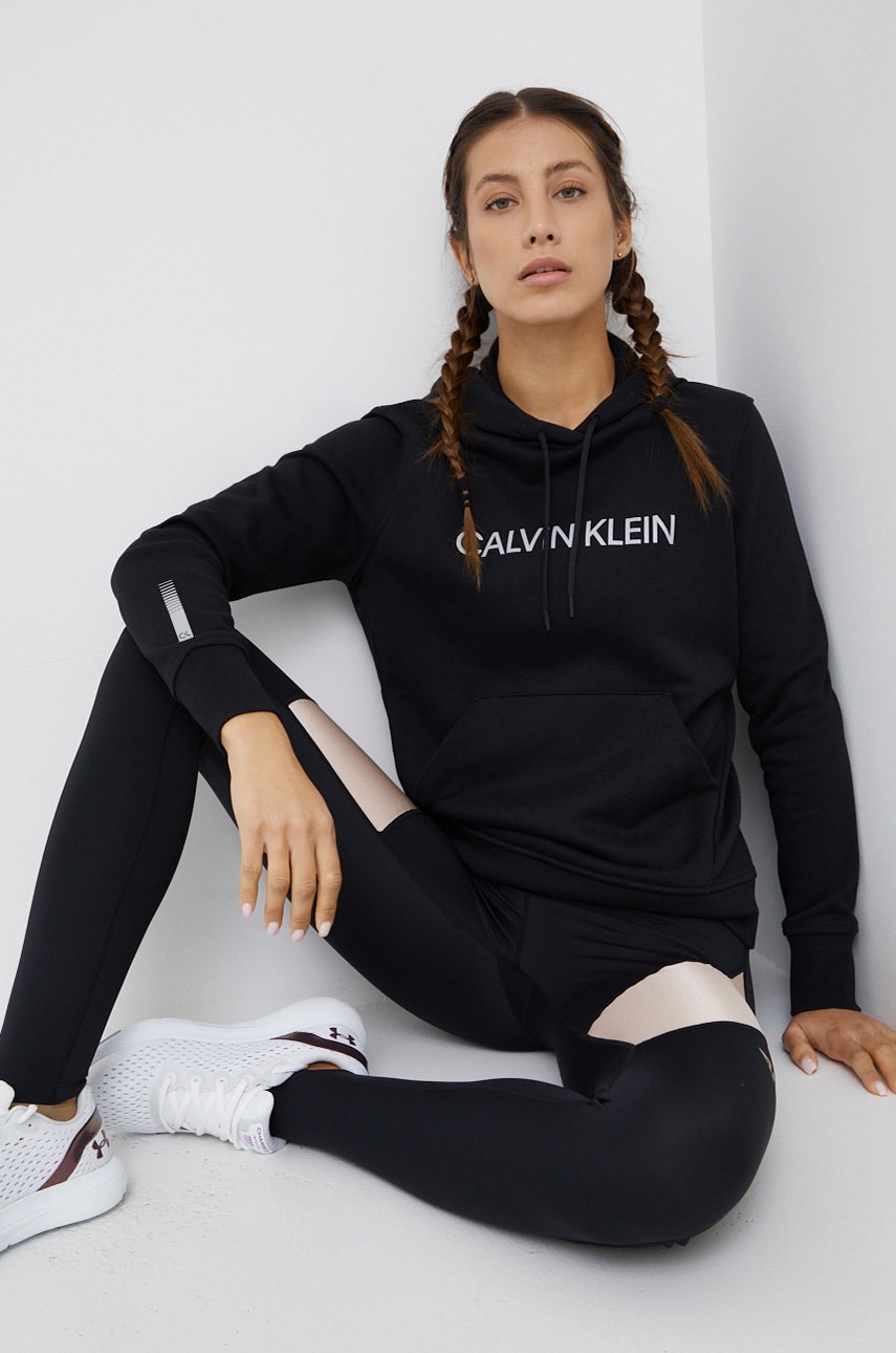 

Суичър Calvin Klein Performance дамски в черно с принт, Черен