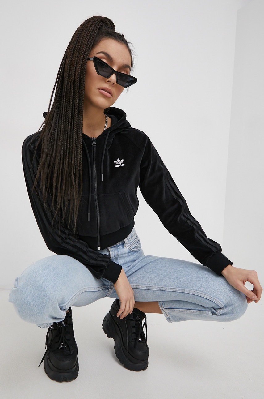 

Кофта adidas Originals жіноча колір чорний гладка
