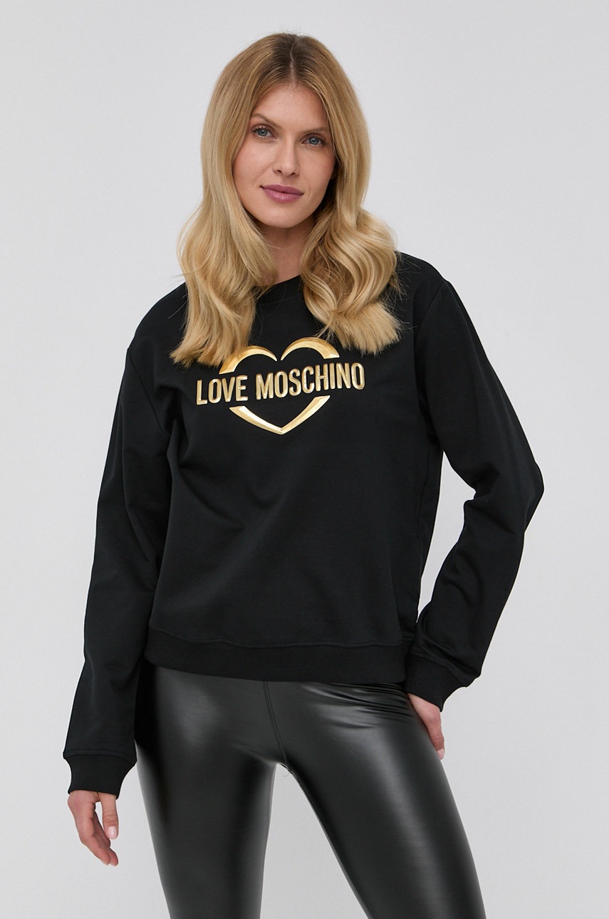 

Суичър Love Moschino дамски в черно с изчистен дизайн, Черен