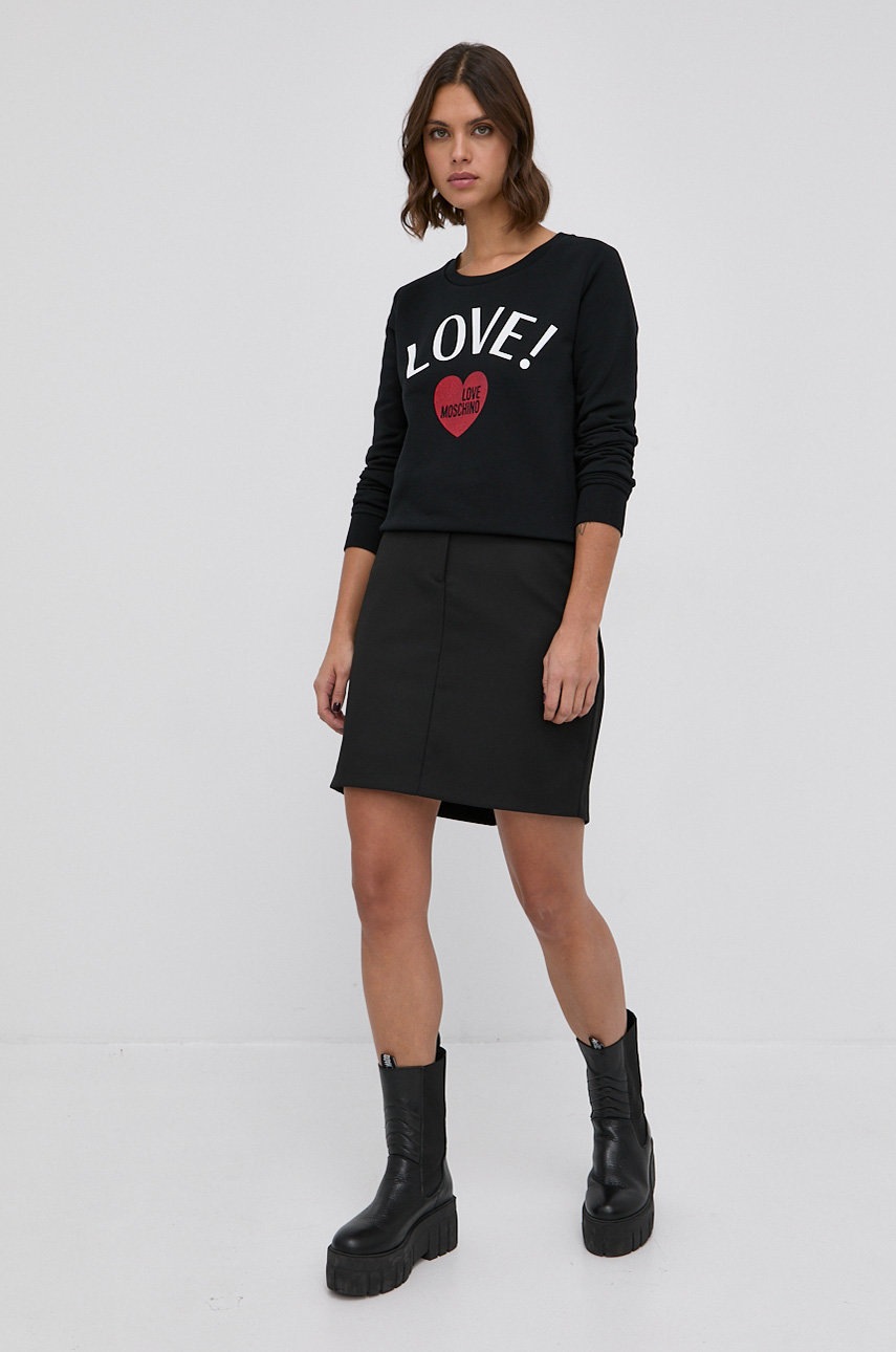 

Хлопковая кофта Love Moschino женская цвет чёрный с принтом