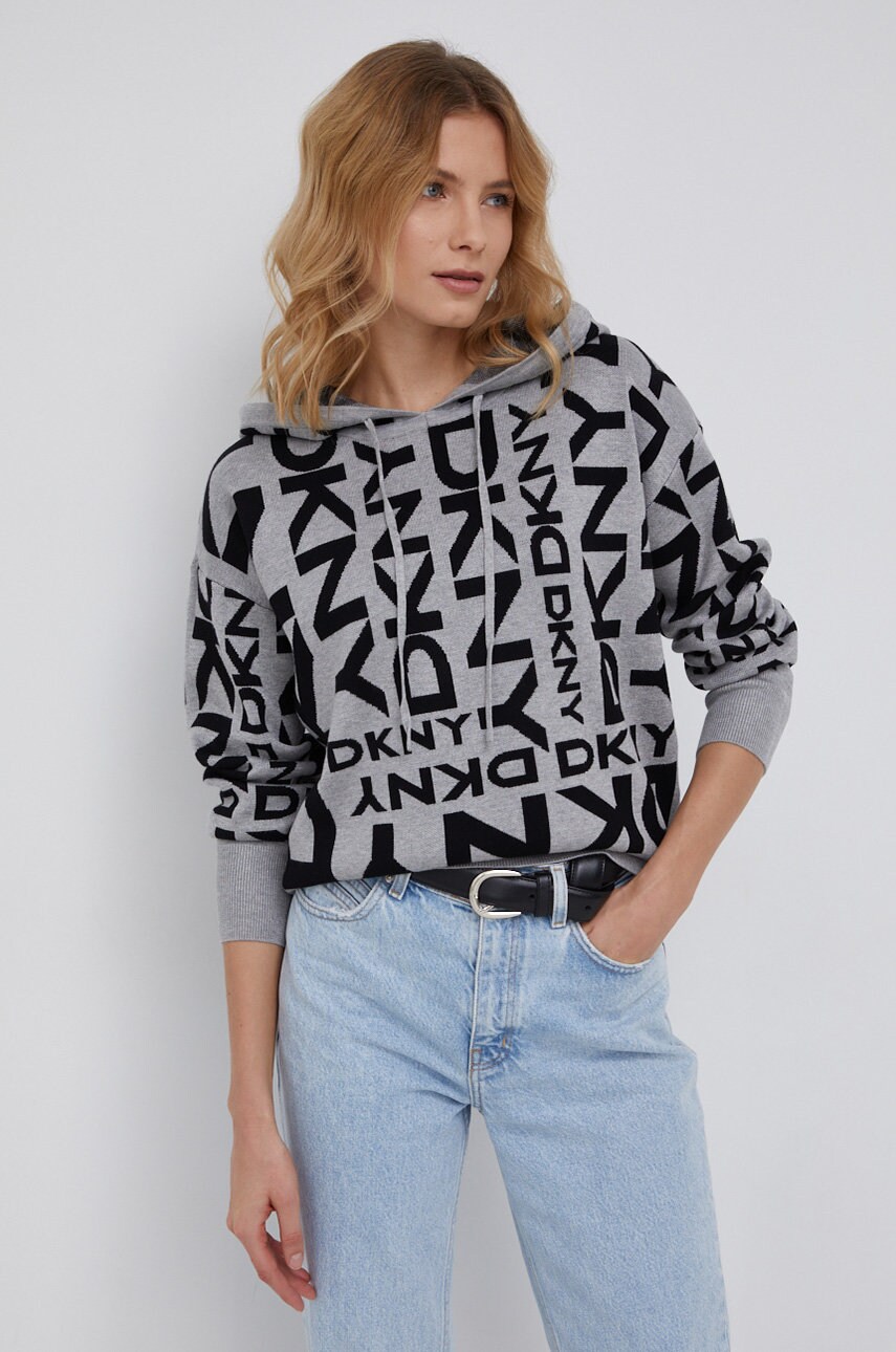 

Пуловер Dkny дамски в сиво, Сив