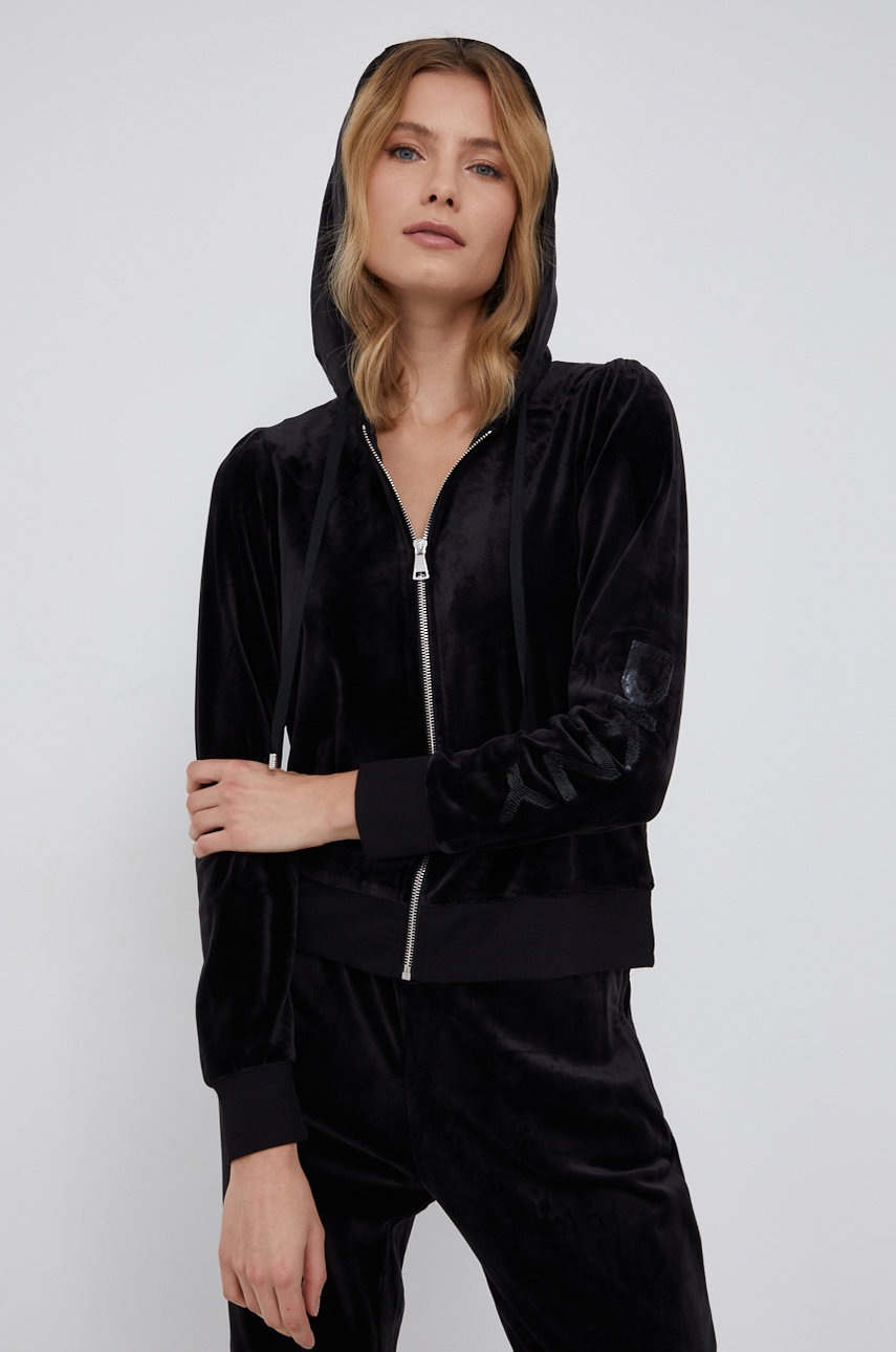 

Суичър Dkny дамски в черно с апликация, Черен