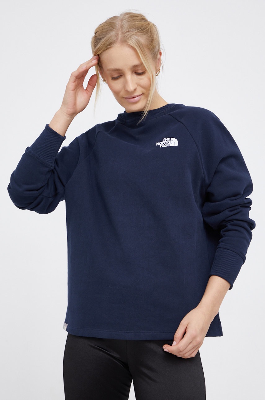 

Памучен суичър The North Face дамски в тъмносиньо с апликация, Тъмносин