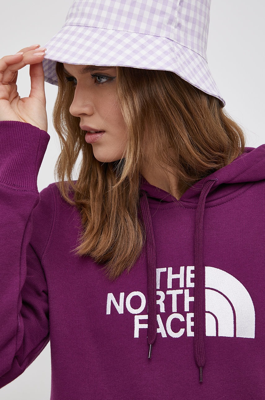 

Памучен суичър The North Face дамски в лилаво с апликация, Виолетов