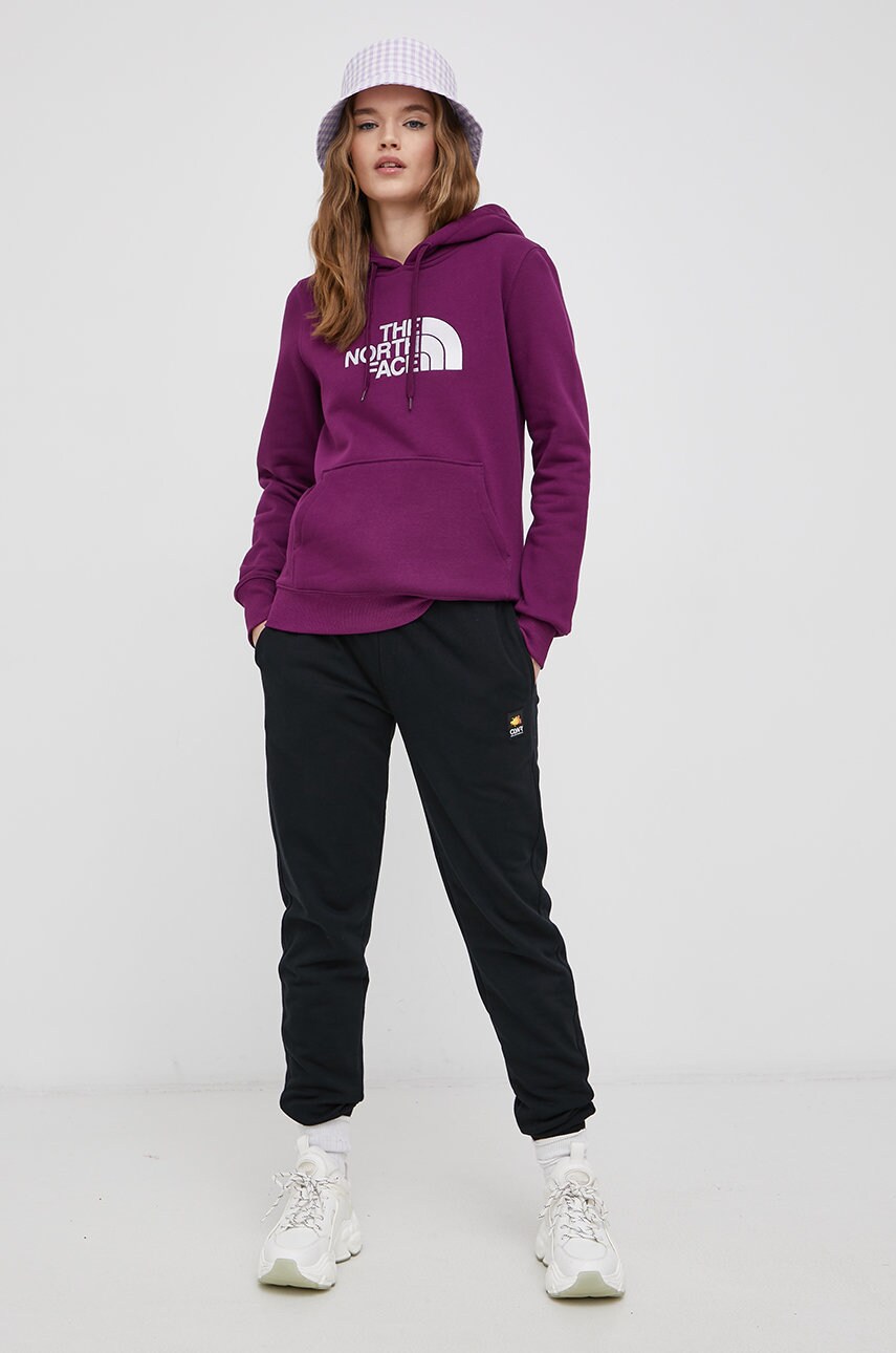 

Хлопковая кофта The North Face женская цвет фиолетовый с аппликацией