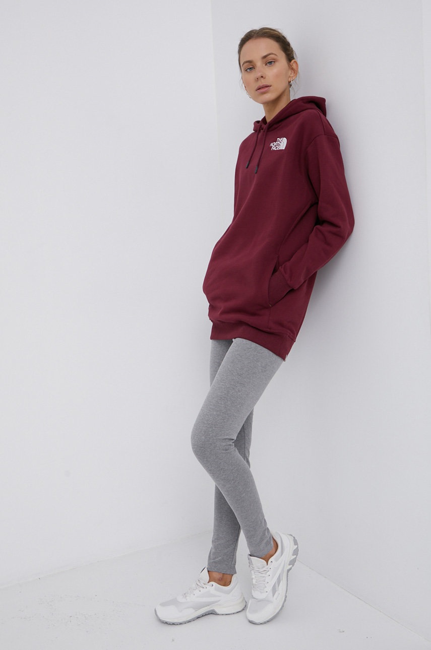

Хлопковая кофта The North Face женская цвет бордовый гладкая