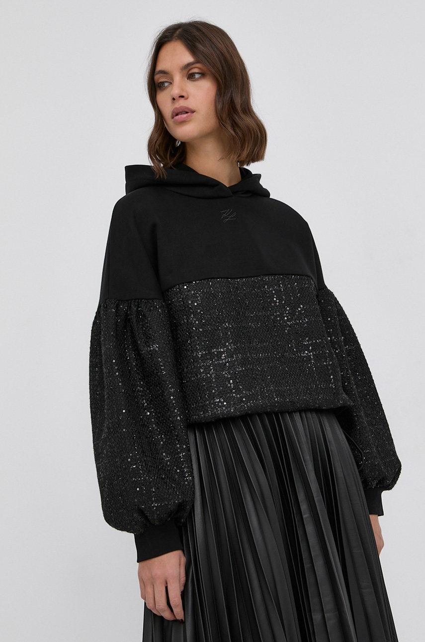 

Суичър Karl Lagerfeld дамски в черно с изчистен дизайн, Черен