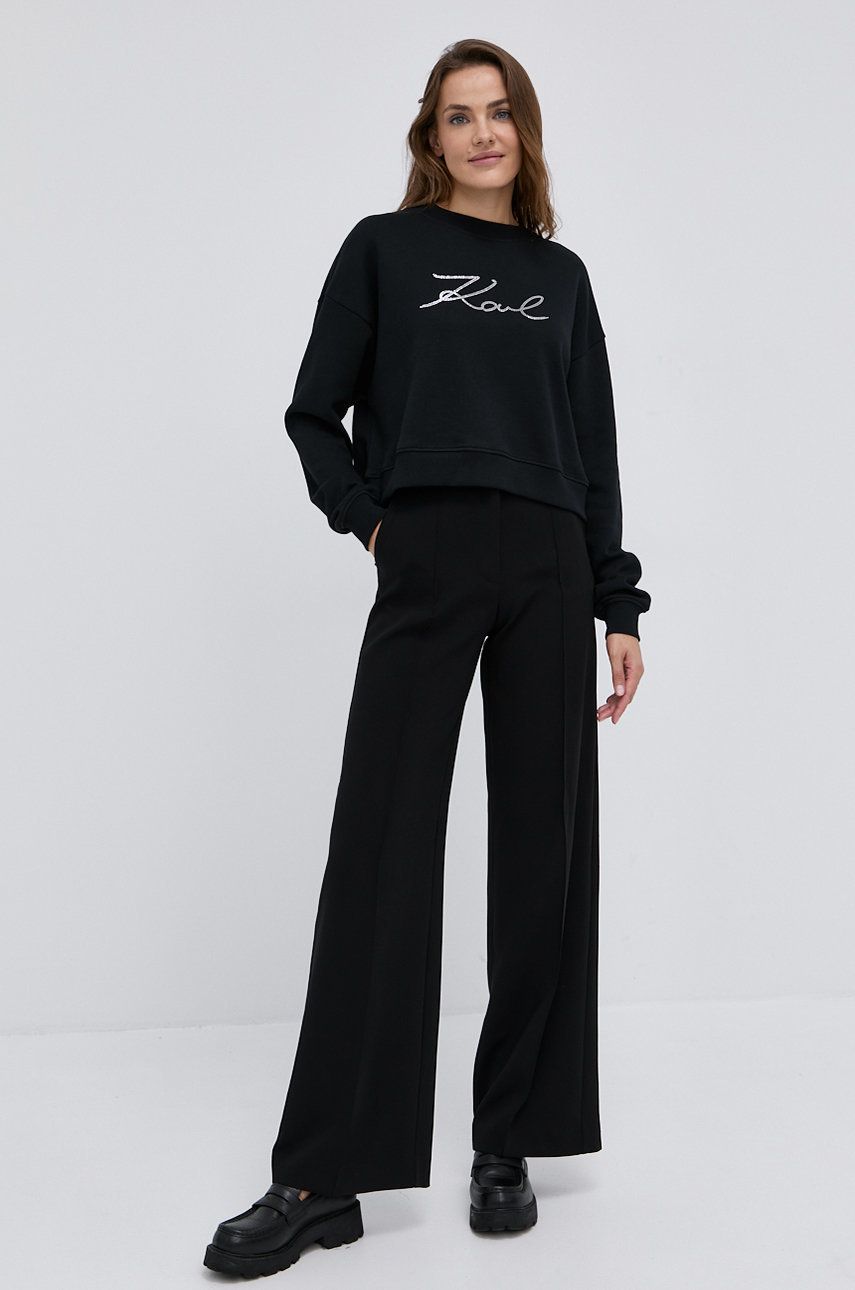 Karl Lagerfeld Bluză femei, culoarea negru, material neted answear.ro imagine noua
