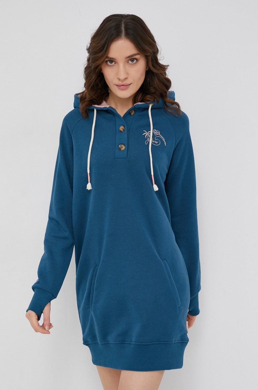 Femi stories rochie culoarea turcoaz, mini, model drept