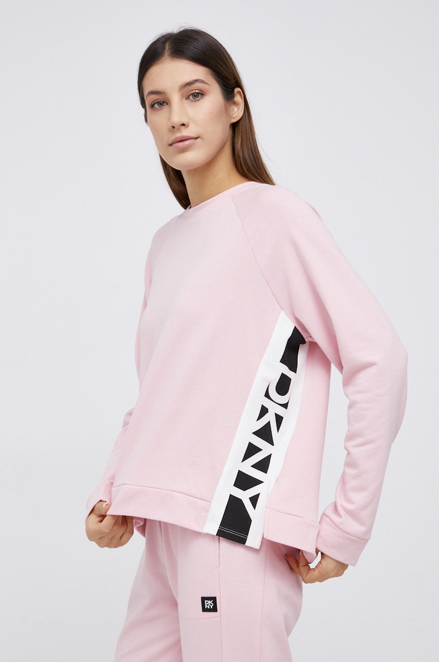 

Суичър Dkny дамски в розово с принт, Розов