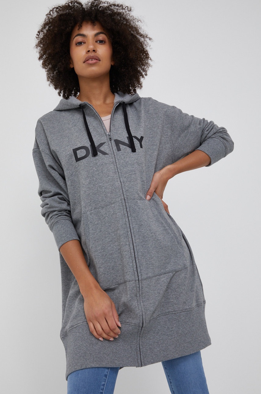 

Суичър Dkny дамска в черно с принт, Сив