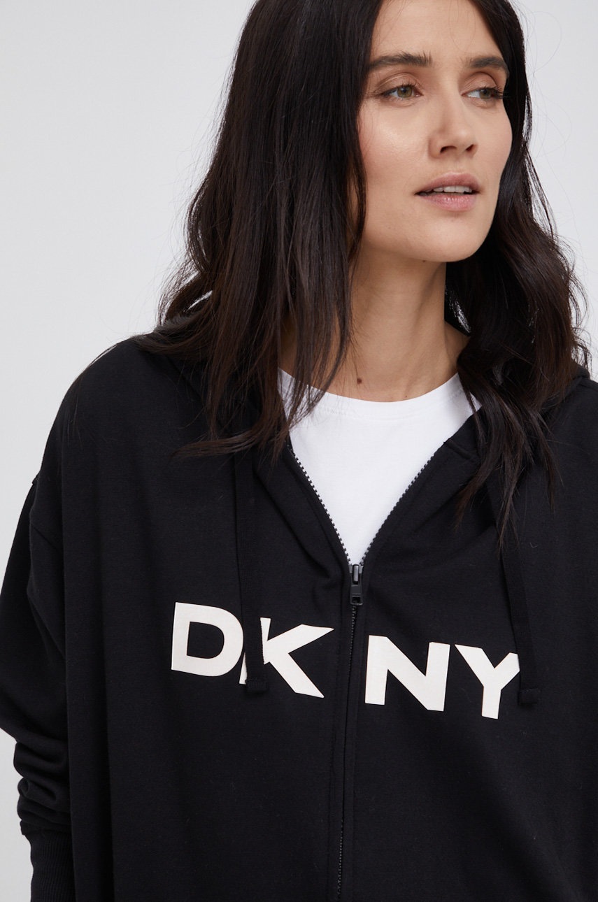 

Суичър Dkny дамски в черно с принт, Черен
