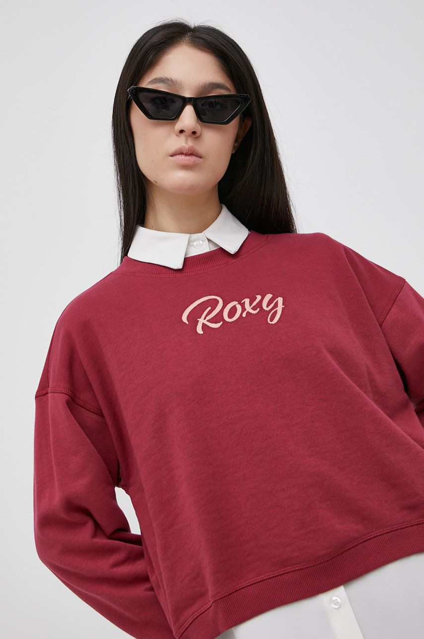 Roxy Bluză femei, culoarea bordo, cu imprimeu answear.ro