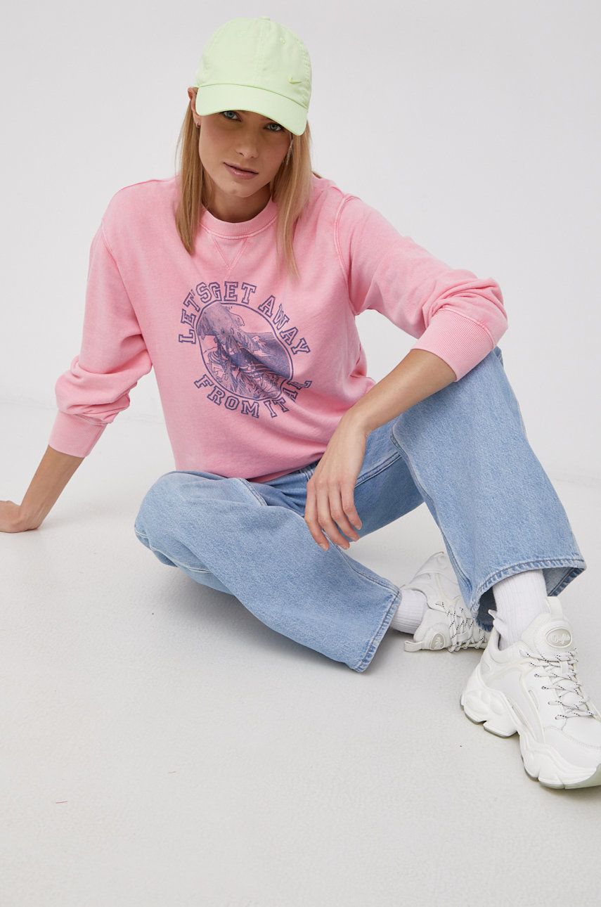 Billabong Bluză femei, culoarea roz, cu imprimeu answear.ro imagine megaplaza.ro