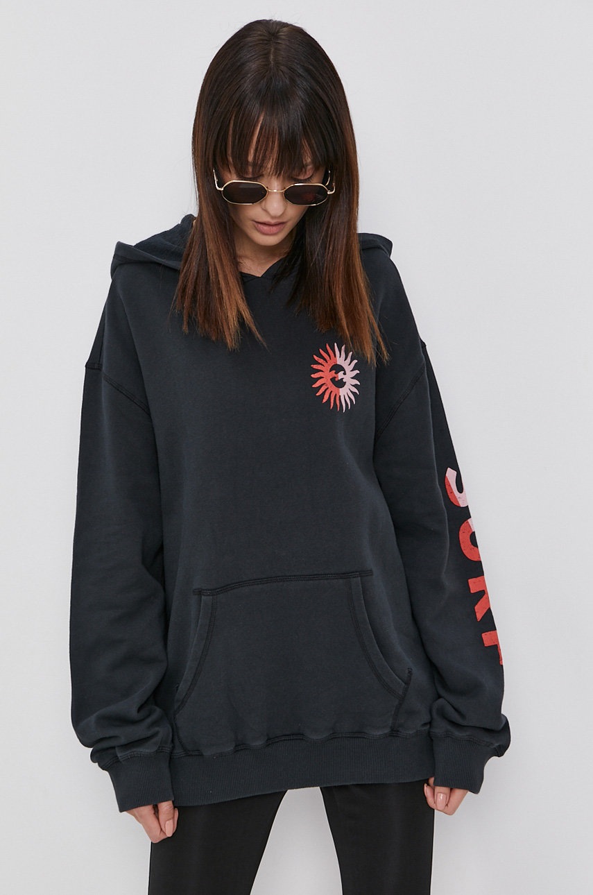 

Хлопковая кофта Billabong женская цвет чёрный с принтом