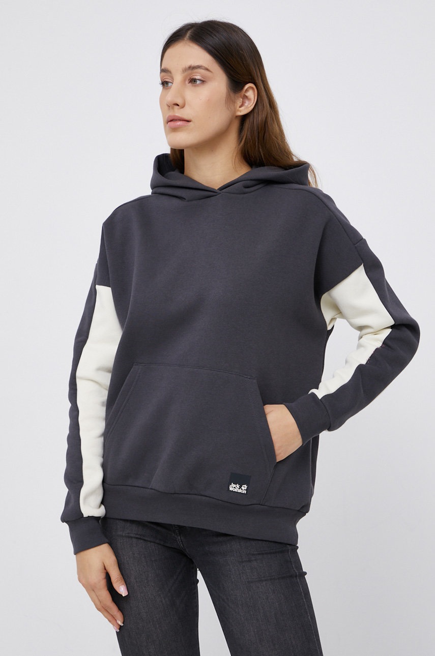 

Кофта Jack Wolfskin жіноча колір сірий гладка