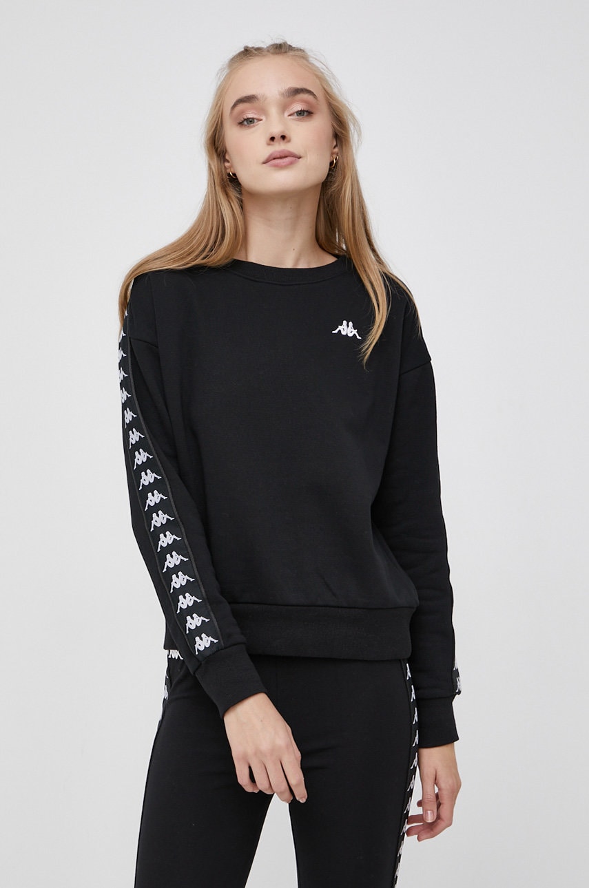 Kappa bluză femei, culoarea negru, material neted