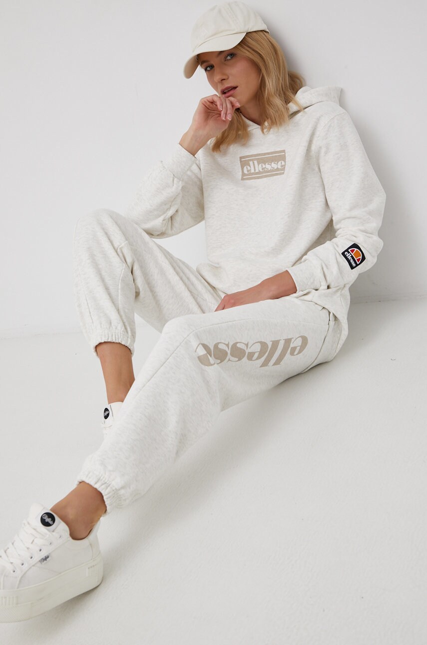 Ellesse bluză femei, culoarea crem, cu imprimeu