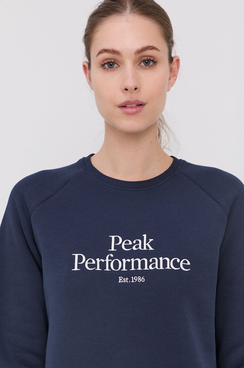 Peak Performance Bluza Femei, Culoarea Albastru Marin, Cu Imprimeu