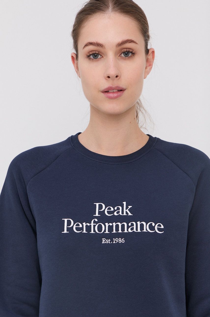 Peak Performance Bluză femei, culoarea albastru marin, cu imprimeu ANSWEAR