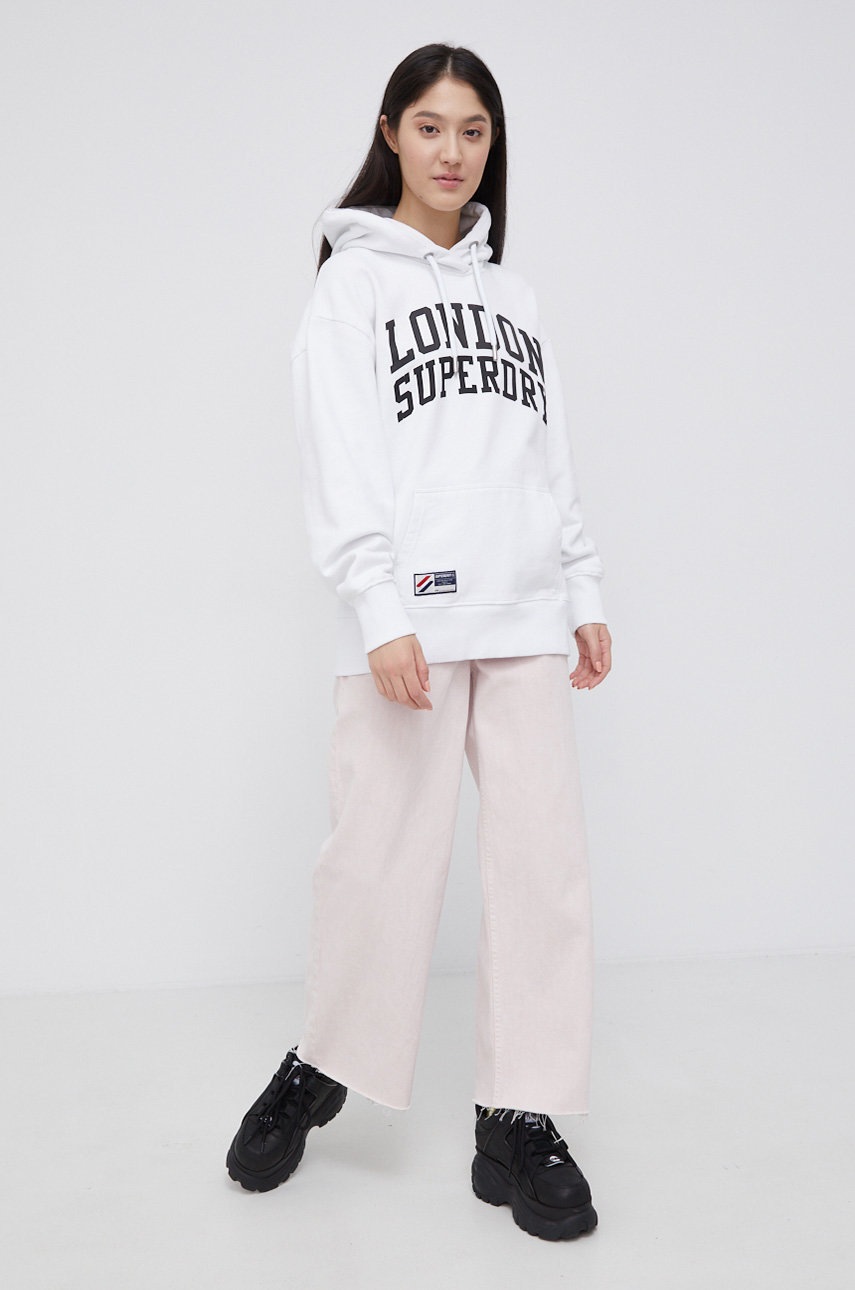 

Бавовняна кофта Superdry жіноча колір білий однотонна