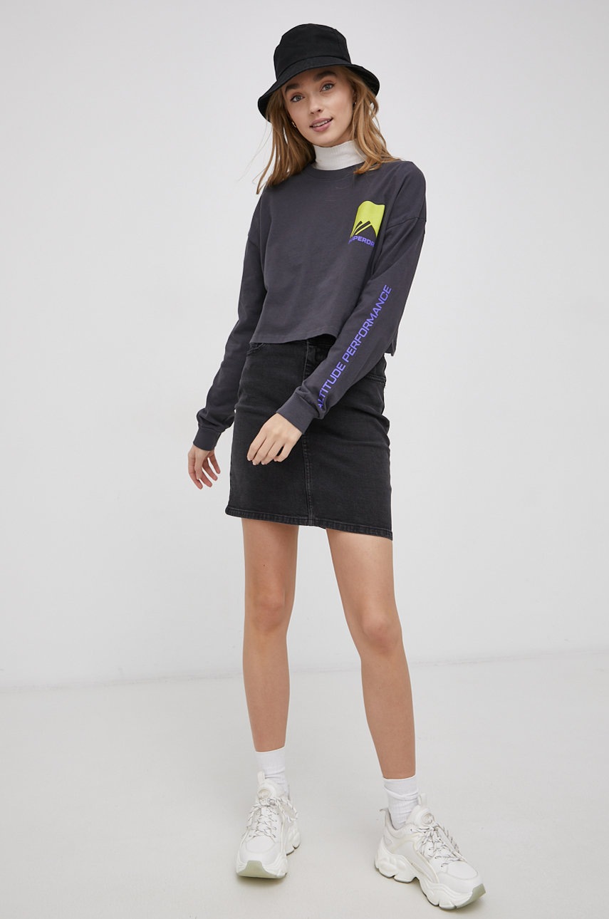 

Бавовняний лонгслів Superdry колір сірий