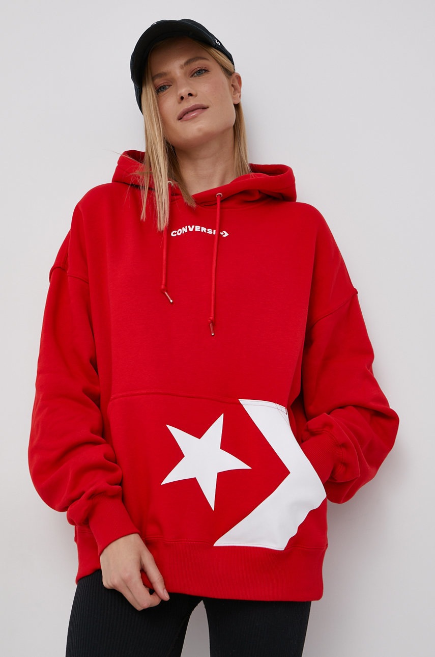 

Суичър Converse дамски в червено с принт, Червен