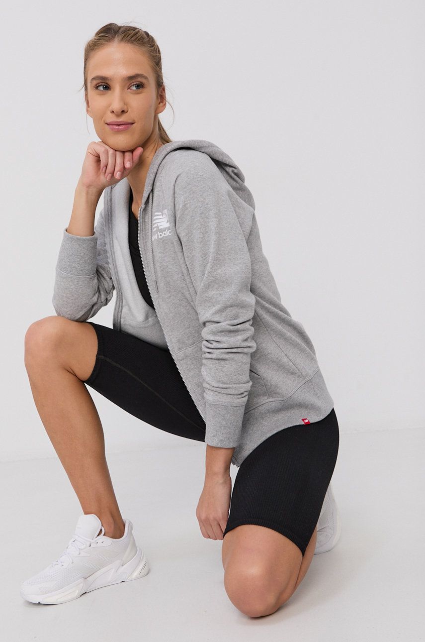 New Balance Bluză WJ03530AG femei, culoarea gri, material neted answear imagine noua