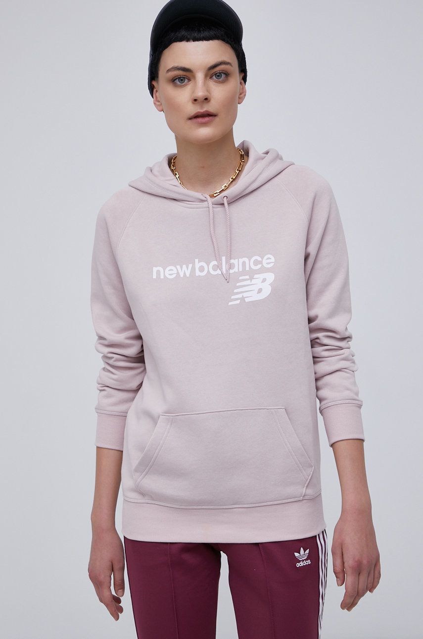 New Balance Bluză femei, culoarea roz, cu imprimeu answear.ro imagine megaplaza.ro