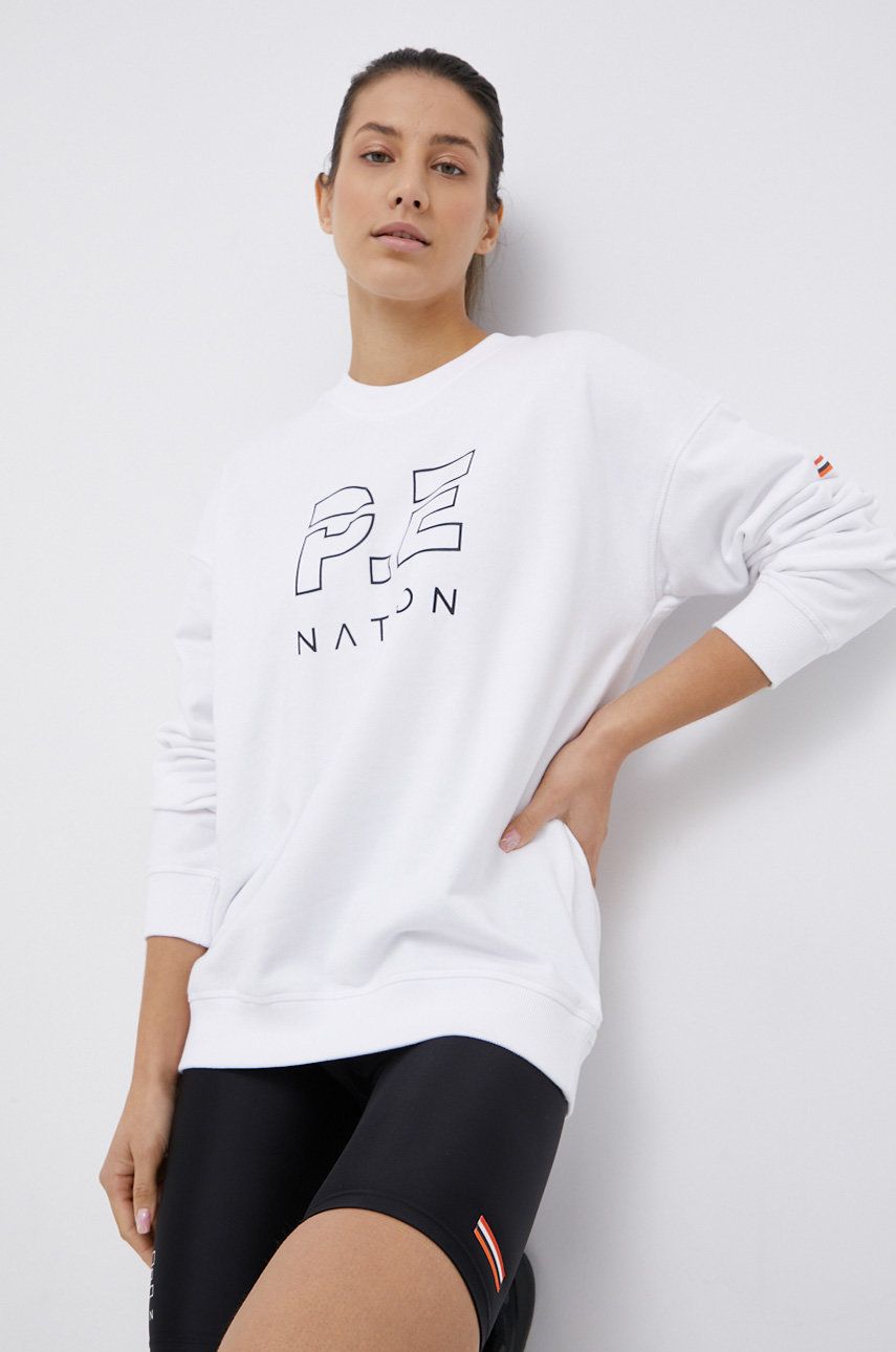 P.E Nation Hanorac de bumbac femei, culoarea alb, material neted answear imagine noua