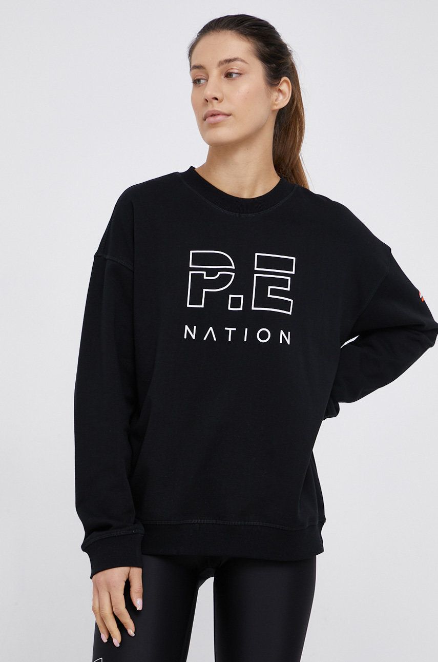 P.E Nation Hanorac de bumbac femei, culoarea negru, material neted answear.ro imagine noua