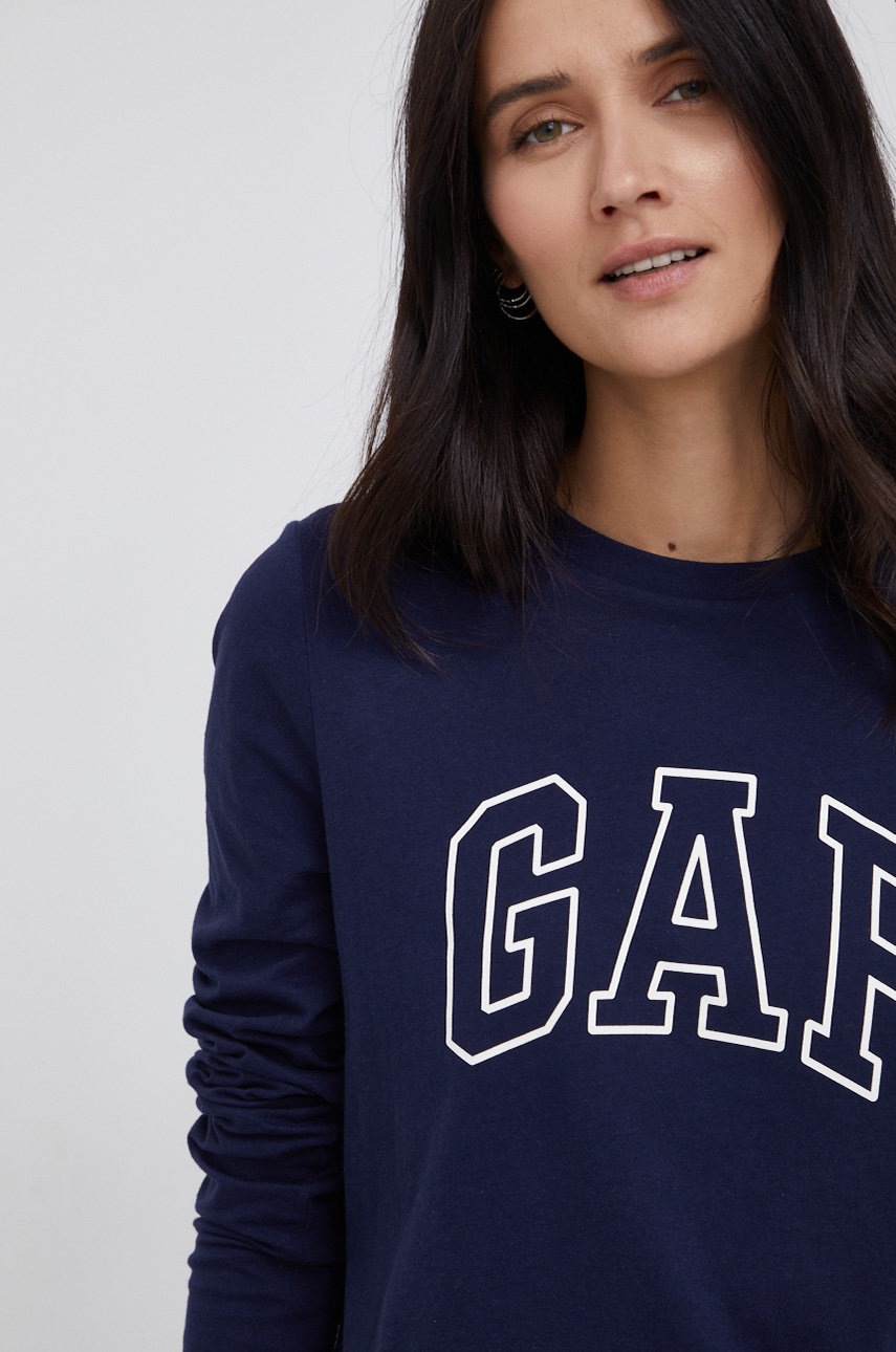 

Памучна блуза с дълги ръкави GAP в тъмносиньо, Тъмносин