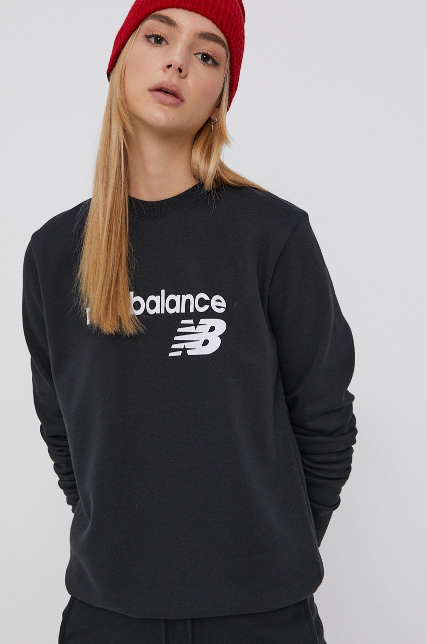 New Balance Bluză WT03811BK femei, culoarea negru, cu imprimeu answear imagine noua