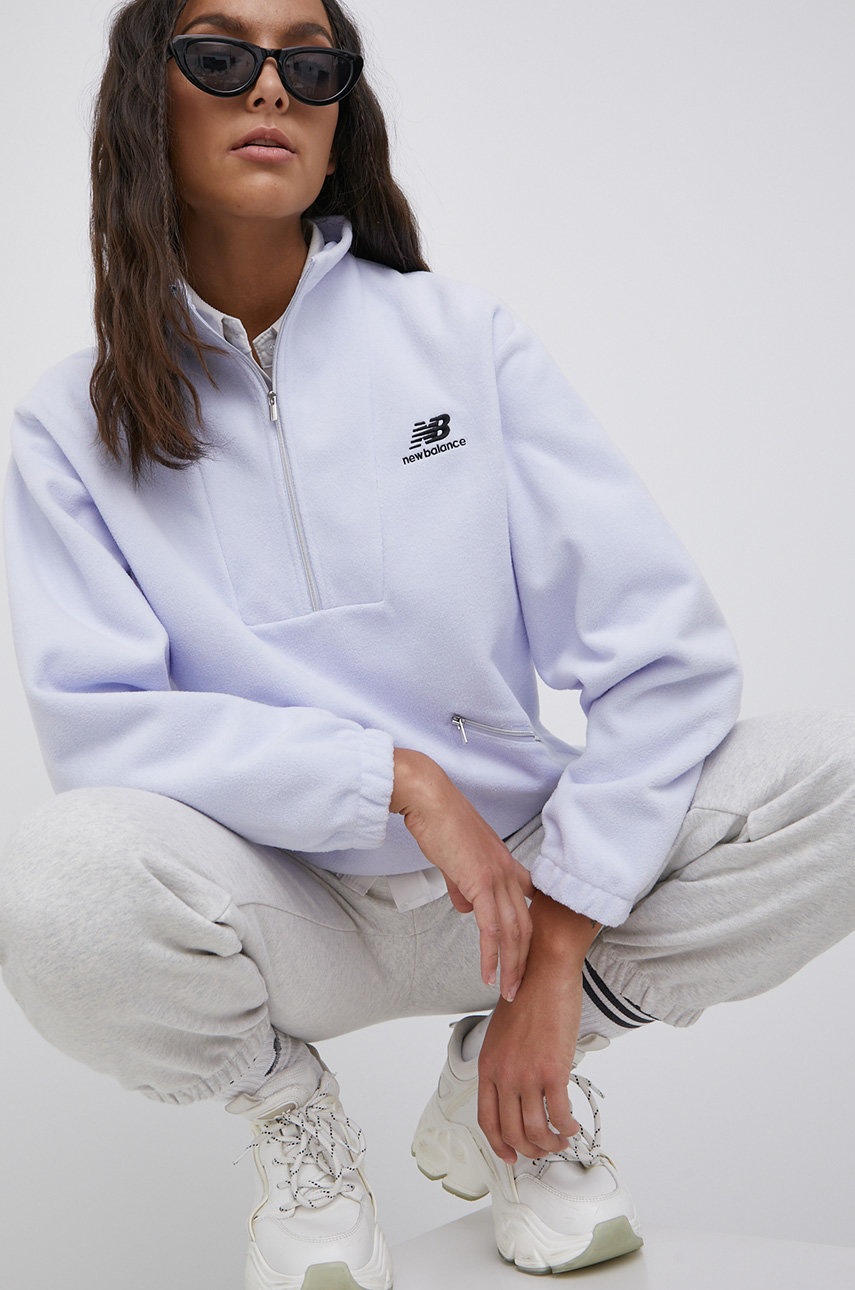 

Суичър New Balance дамски в лилаво с изчистен дизайн, Виолетов