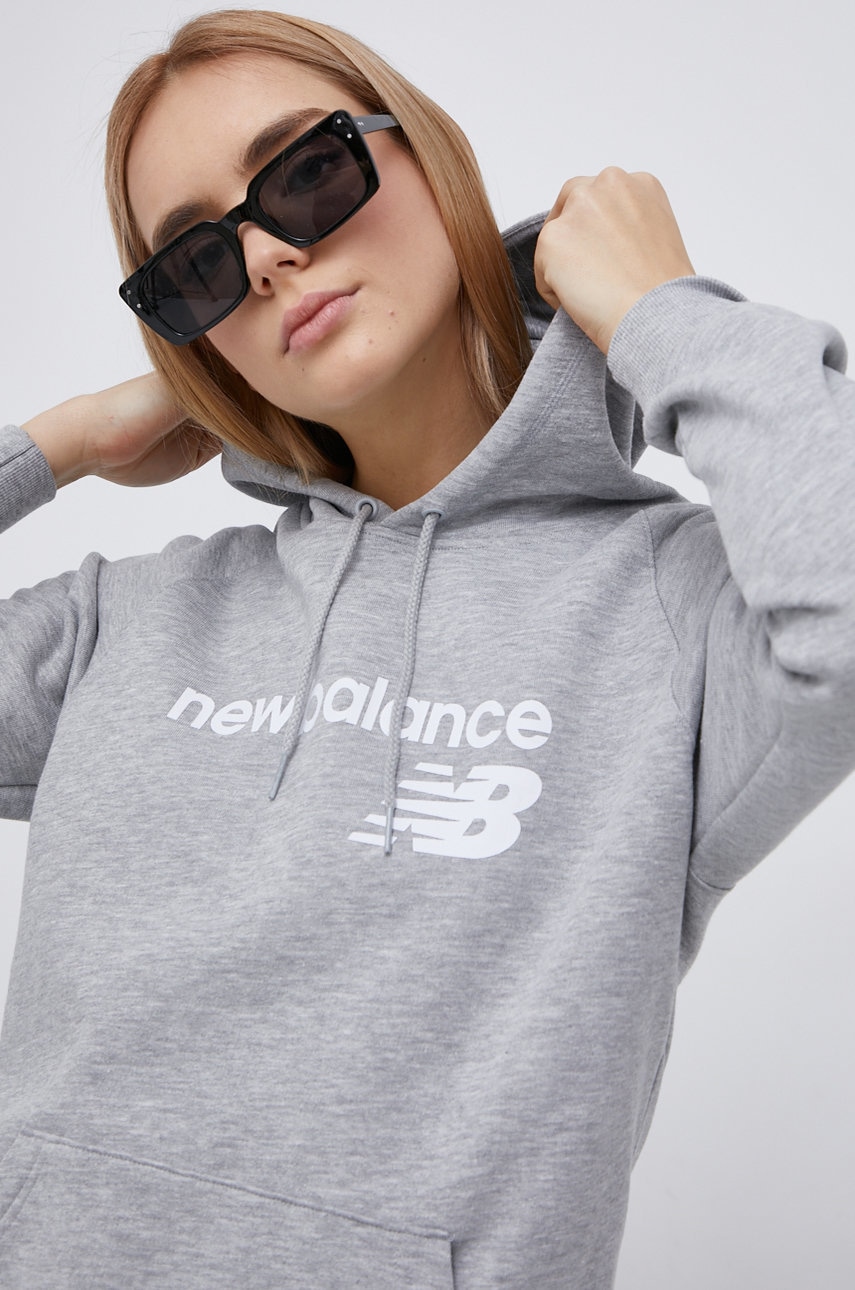 New Balance Bluza Wt03810ag Femei, Culoarea Gri, Cu Imprimeu