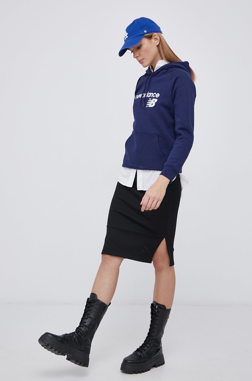New balance bluză femei, culoarea albastru marin, cu imprimeu