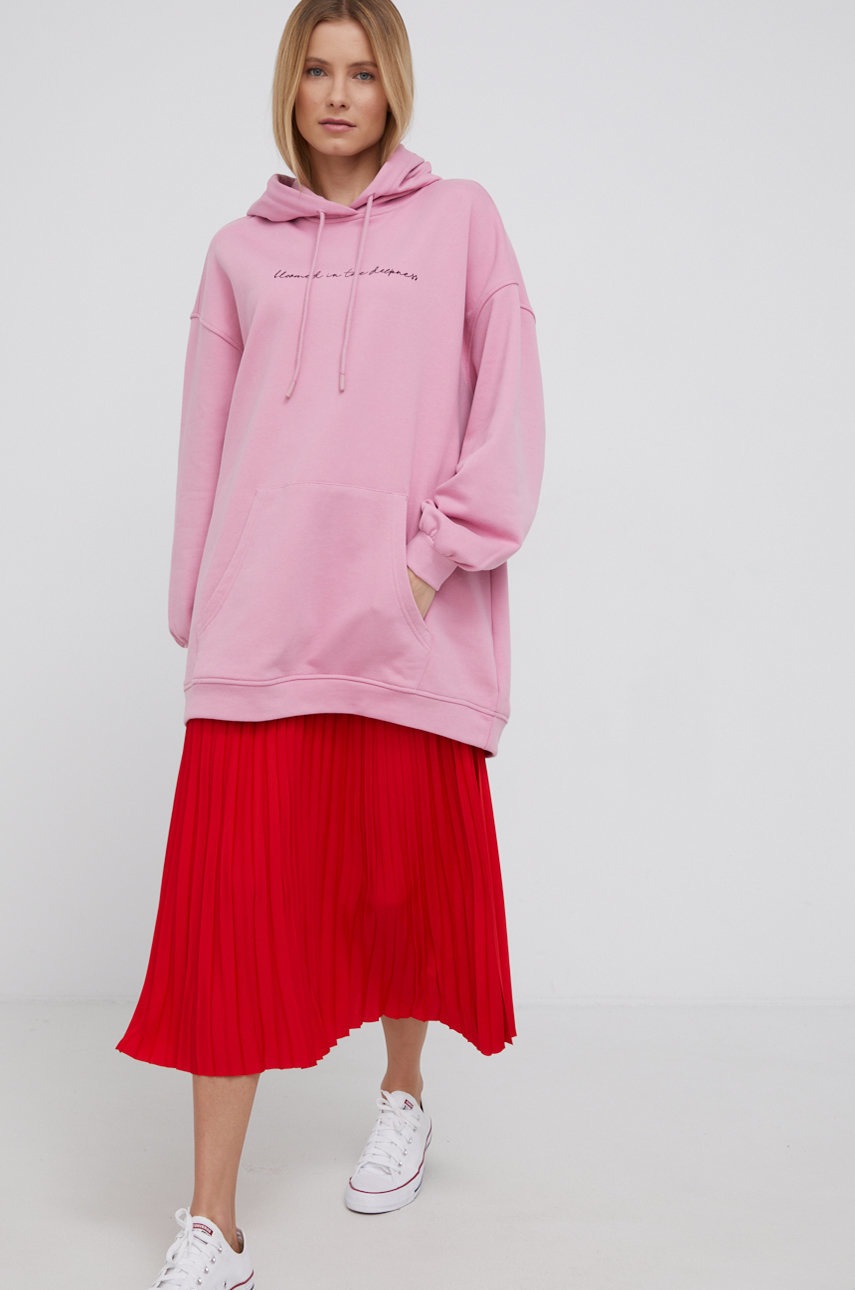 

Суичър United Colors of Benetton дамски в розово с принт, Розов