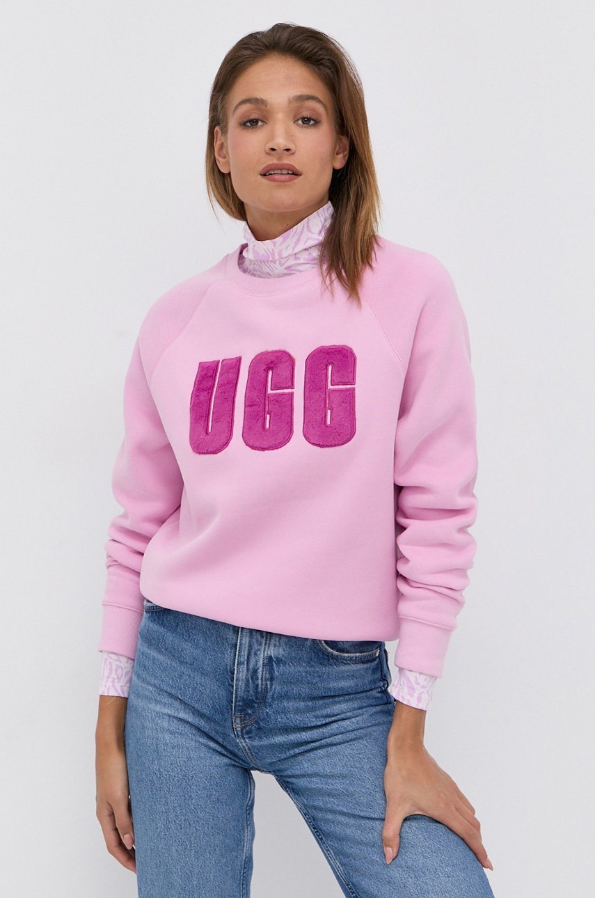 

Суичър UGG дамски в розово с апликация, Розов