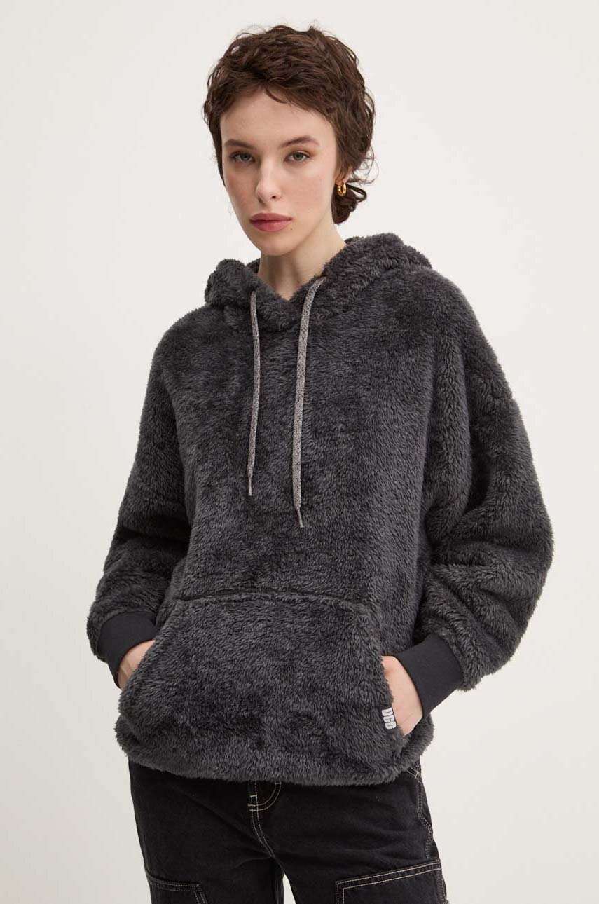 

Суичър UGG в черно с качулка с изчистен дизайн, Черен