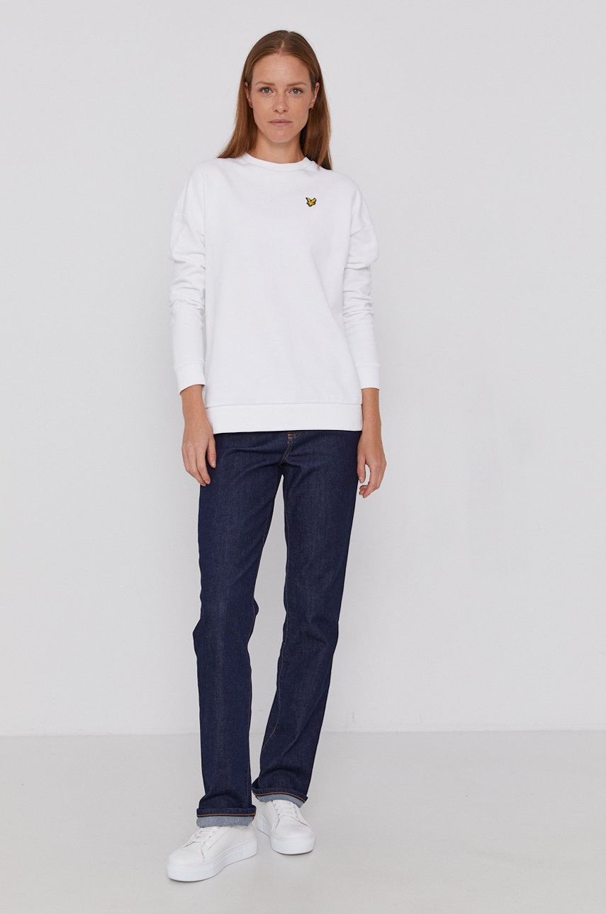 

Бавовняна кофта Lyle & Scott жіноча колір білий гладка