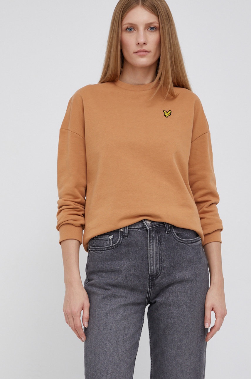 

Бавовняна кофта Lyle & Scott жіноча колір бежевий гладка
