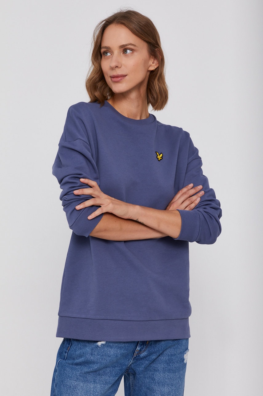 

Суичър Lyle & Scott дамски с изчистен дизайн, Виолетов