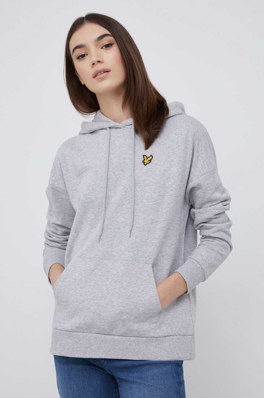 Lyle & scott hanorac de bumbac femei, culoarea gri, melanj