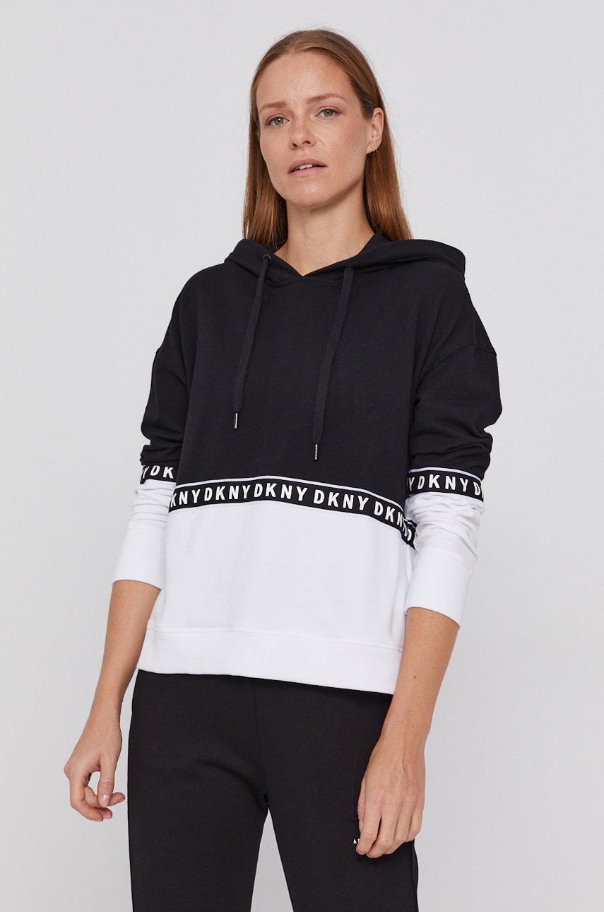 

Суичър Dkny дамски в черно с изчистен дизайн, Черен