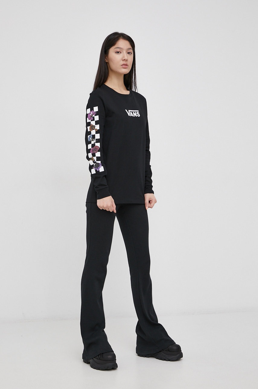 

Хлопковый лонгслив Vans цвет чёрный